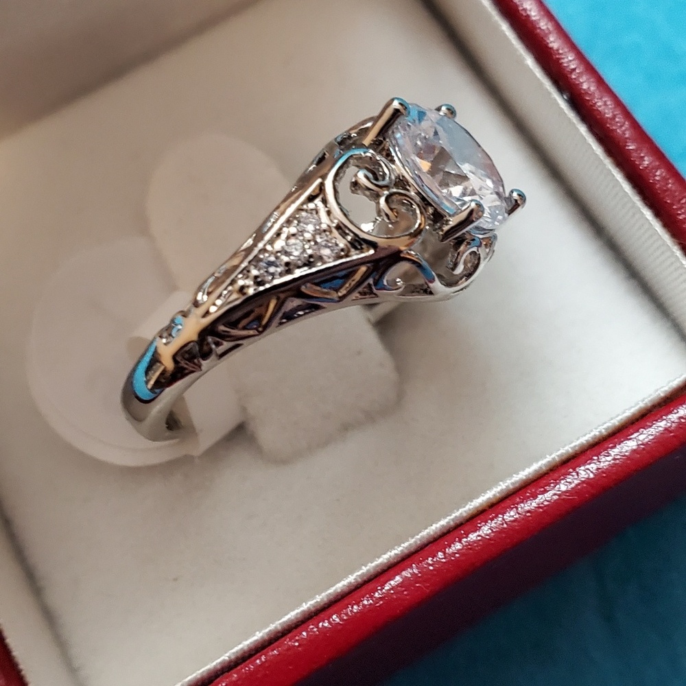 Silver Ring With Round Simulated Diamond - image 6